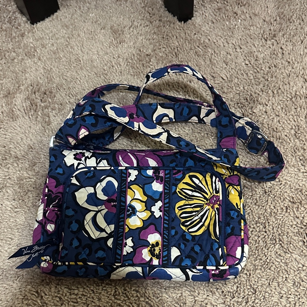 Vera Bradley Blue Purple Yellow Floral Quilted Crossbody